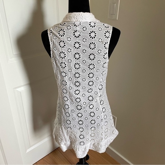 Nanette Lepore White Isola Eyelet Floral Cover Up Button Front Dress Size Small - Picture 6 of 13